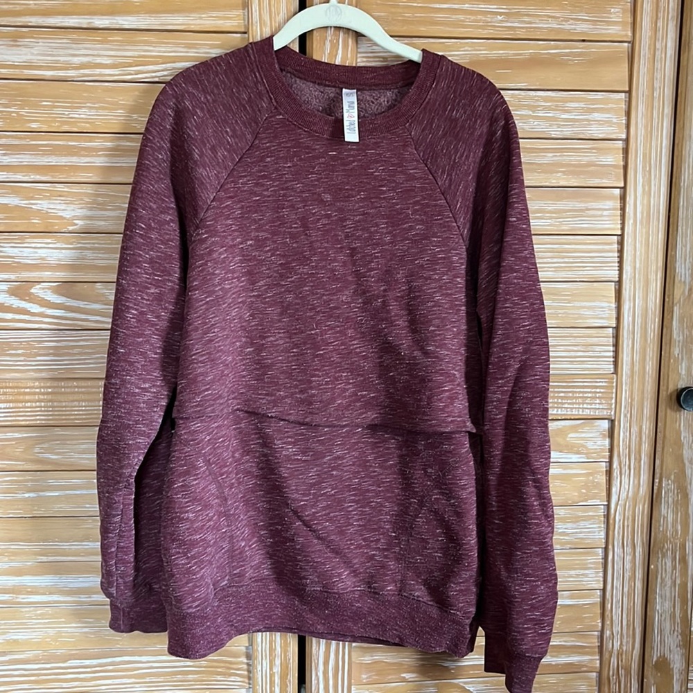 Latched Mama Snuggle up nursing sweatshirt, s/xs Mulberry color.